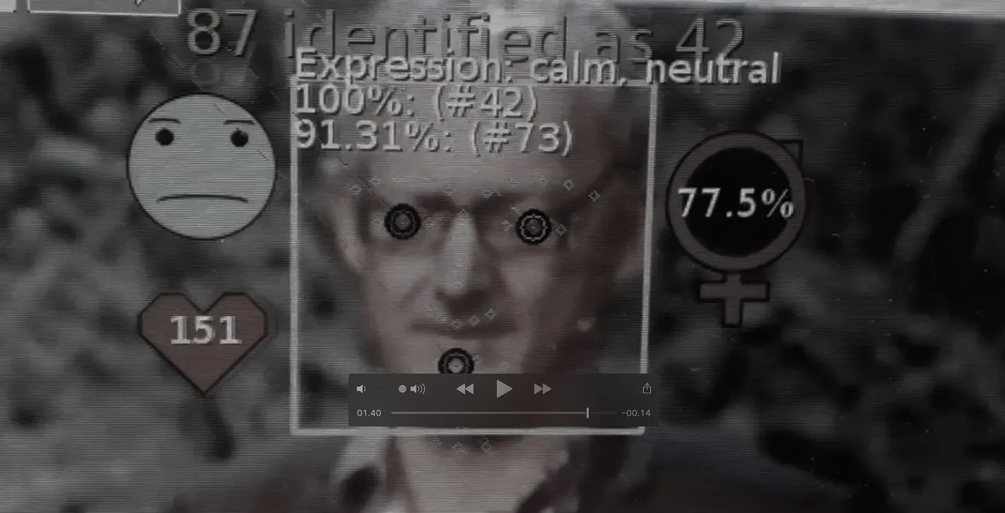 Toby Walsh interview, interpreted by machine vision software. Video by Rune Saugmann.